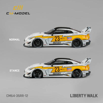 NISSAN R35 LBWK GT35RR SUPER SILHOUETTE #23 (WHITE/YELLOW) CM-MODEL 1:64