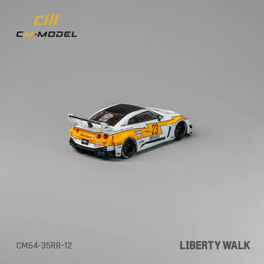 NISSAN R35 LBWK GT35RR SUPER SILHOUETTE #23 (WHITE/YELLOW) CM-MODEL 1:64