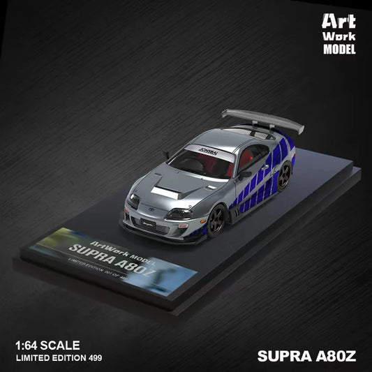 TimeMicro X ArtWork Toyota Supra A80 Fast & Furious Silver Blue Livery 1:64 LIMITED 499pcs