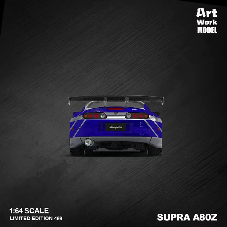 TimeMicro X ArtWork Toyota Supra A80 Fast & Furious Silver Blue Livery 1:64 LIMITED 499pcs