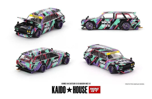 (PREORDER) Datsun 510 Wagon HKS V1 -  Kaido House x Mini GT 1:64