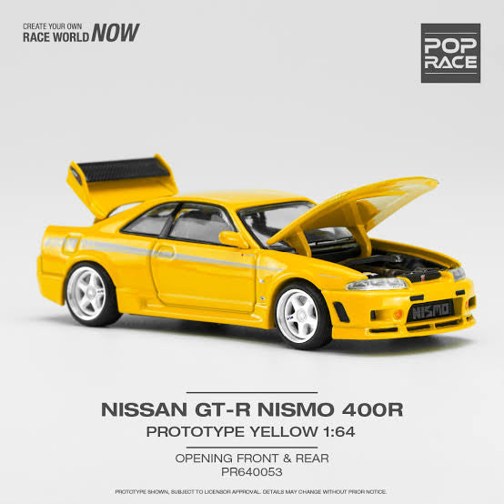 Nissan GTR R33 Nismo 400R Prototype Yellow - Pop Race 1:64