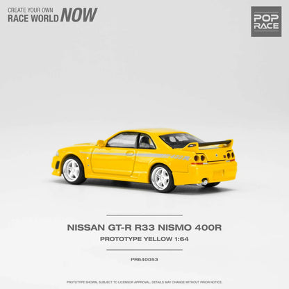 Nissan GTR R33 Nismo 400R Prototype Yellow - Pop Race 1:64