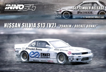 NISSAN SILVIA S13 V2 PANDEM ROCKET BUNNY (WHITE) INNO64 1:64