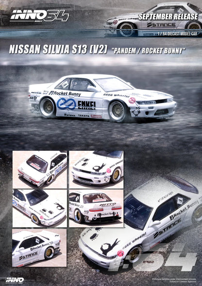 NISSAN SILVIA S13 V2 PANDEM ROCKET BUNNY (WHITE) INNO64 1:64