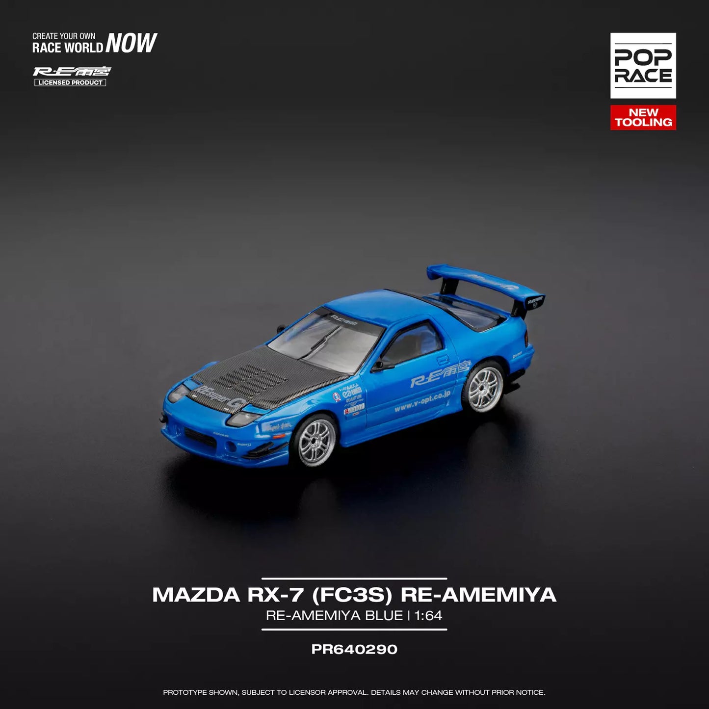 Mazda RX-7 (FC3S) RE-AMEMIYA  (Light Blue)Pop Race 1/64
