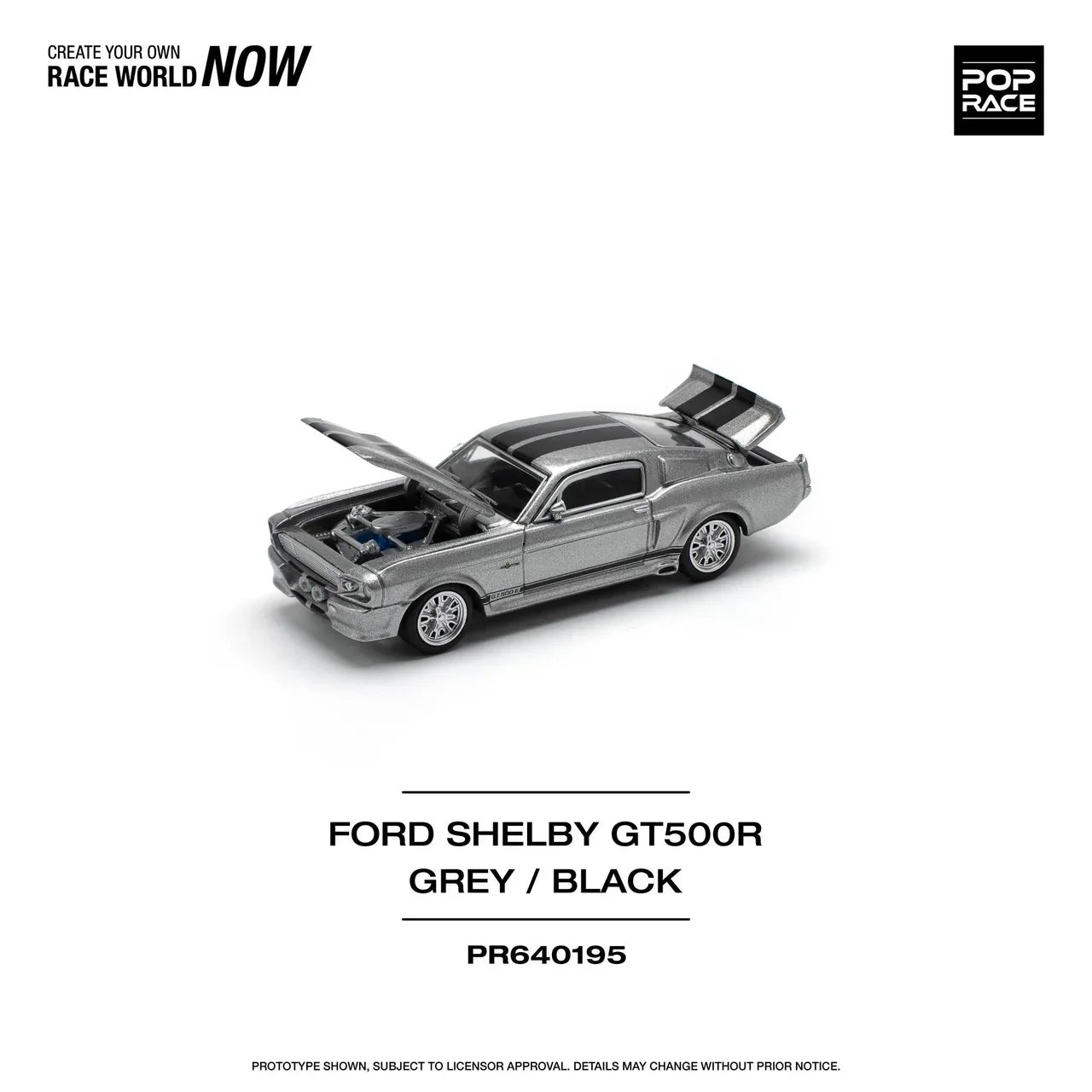 1967 Shelby Mustang GT500 Grey/Black - Pop Race 1:64