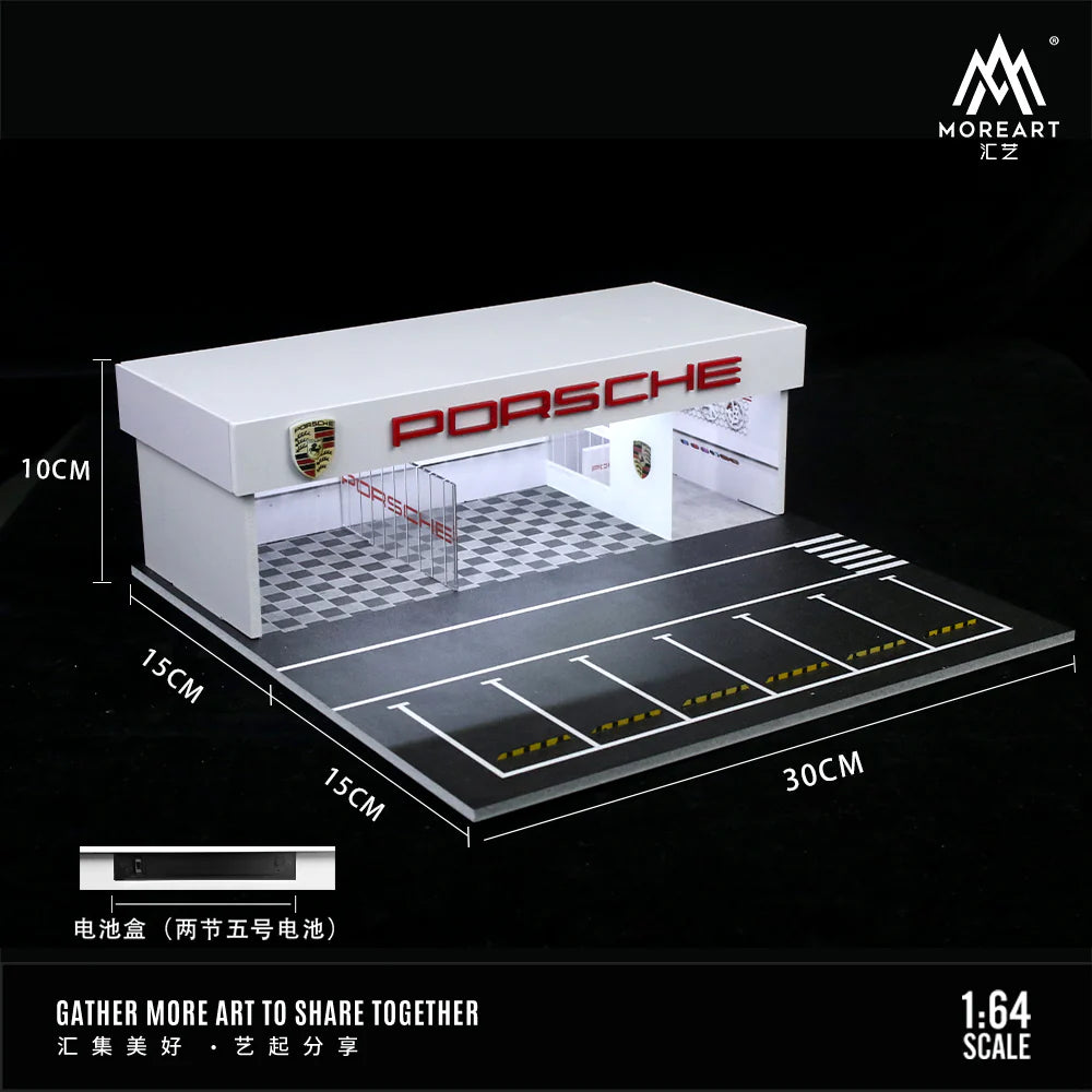PORSCHE SHOP DIORAMA - MOREART 1:64 w/LED Lights