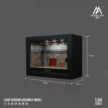 MAINTENANCE WORKSHOP PHOTO FRAME SCENE - w/ LED Lights MODELART 1:64