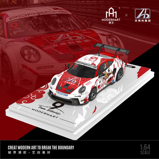 Porsche 911 GT3 CUP-Baitley No. 9 Red and White Racing - ModernArt 1:64