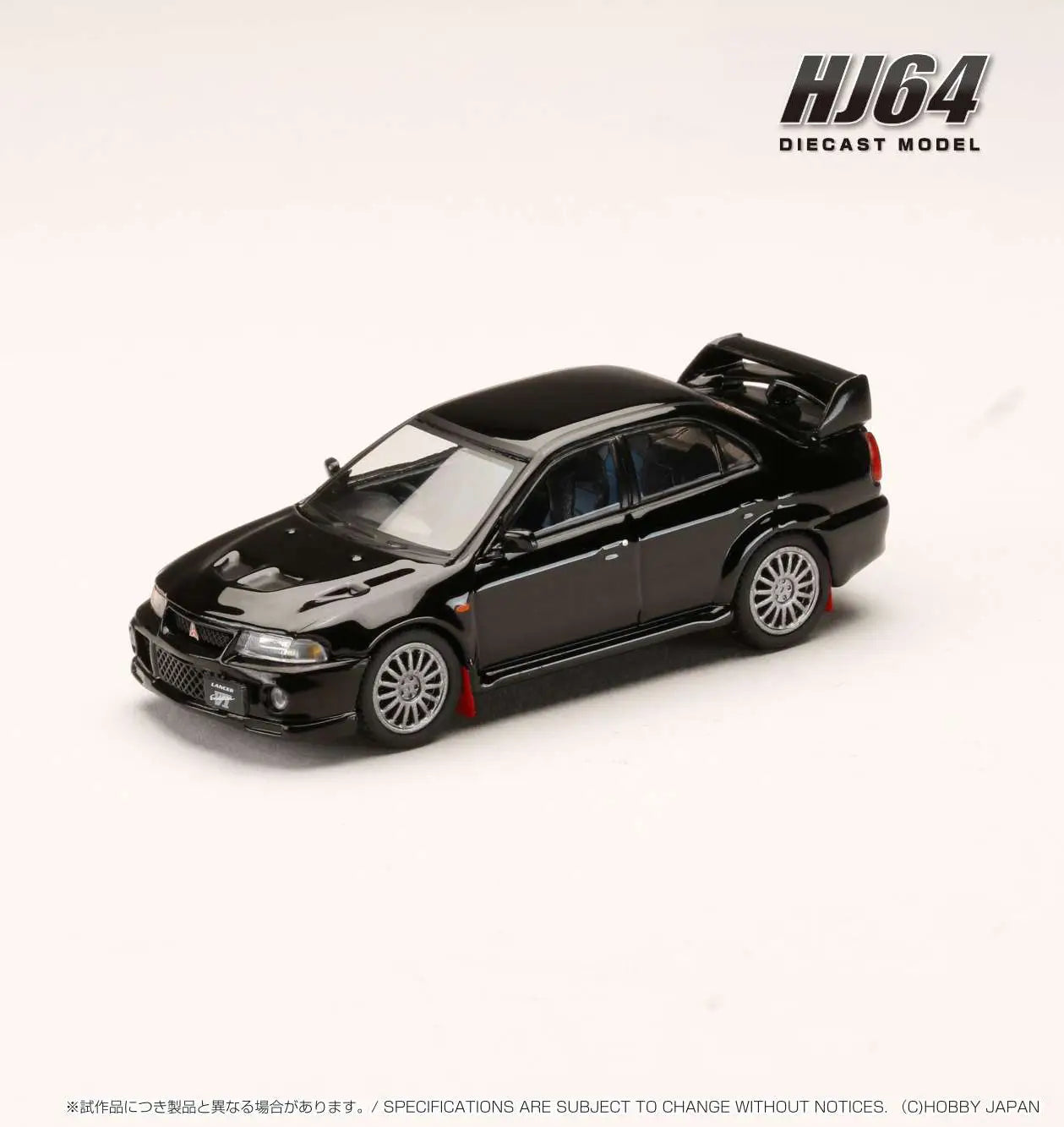 Mitsubishi Lancer GSR Evolution 6 (CP9A) 1999 with mudflaps (Pyrenees Black) Hobby Japan 1:64