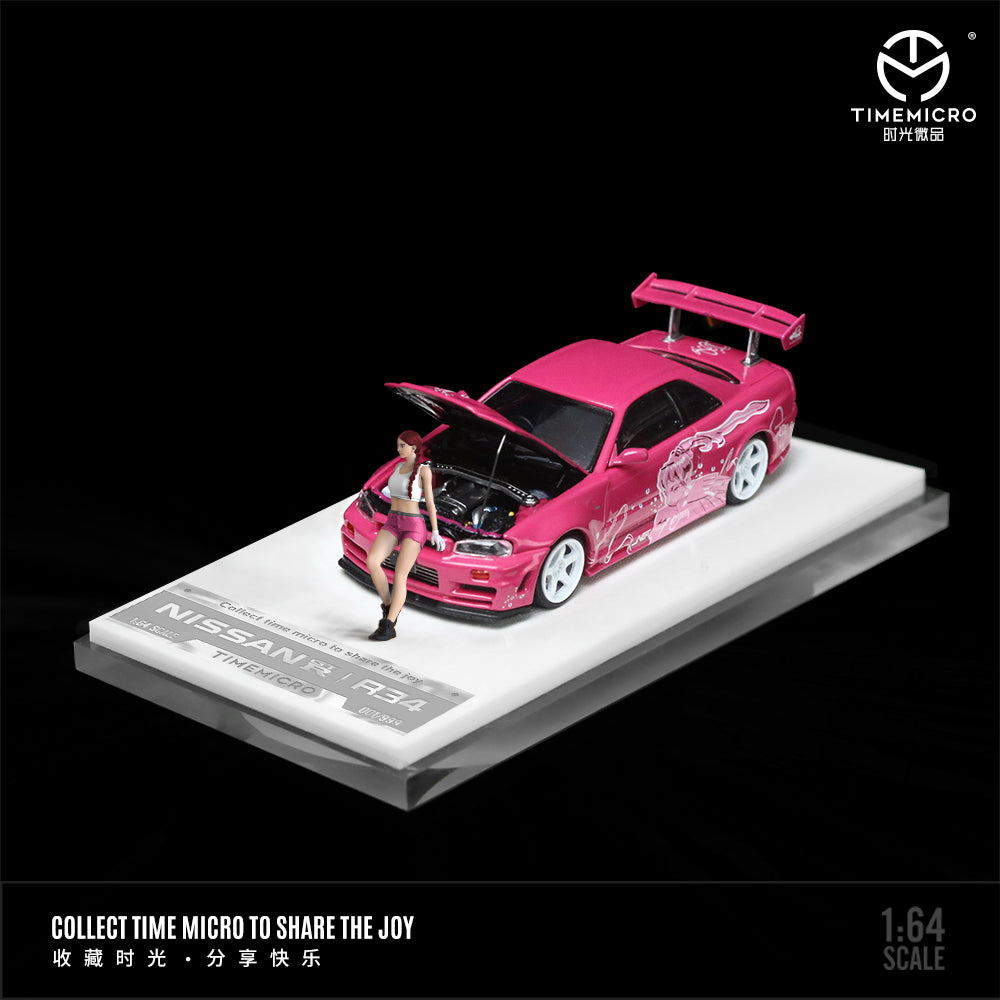 Nissan GTR34 Suki Pink FAST & FURIOUS - TimeMicro *LIMITED TO 999pcs* Free Figurine
