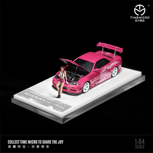 Nissan GTR34 Suki Pink FAST & FURIOUS - TimeMicro *LIMITED TO 999pcs* Free Figurine