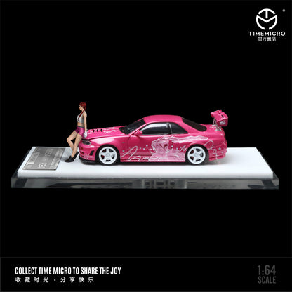 Nissan GTR34 Suki Pink FAST & FURIOUS - TimeMicro *LIMITED TO 999pcs* Free Figurine
