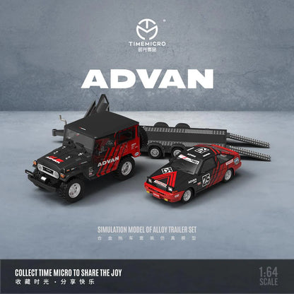 FJ40 TOYOTA & AE86 - TRAILER SET ADVAN *LIMITED TO 999pcs TimeMicro 1:64