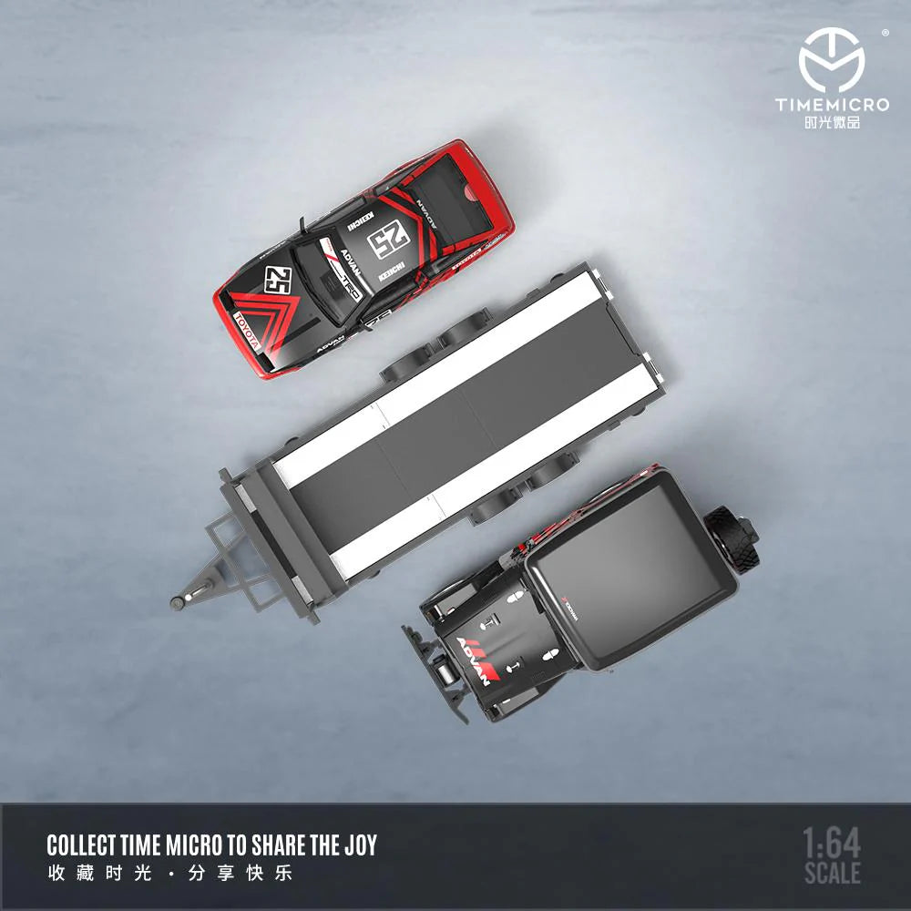 FJ40 TOYOTA & AE86 - TRAILER SET ADVAN *LIMITED TO 999pcs TimeMicro 1:64