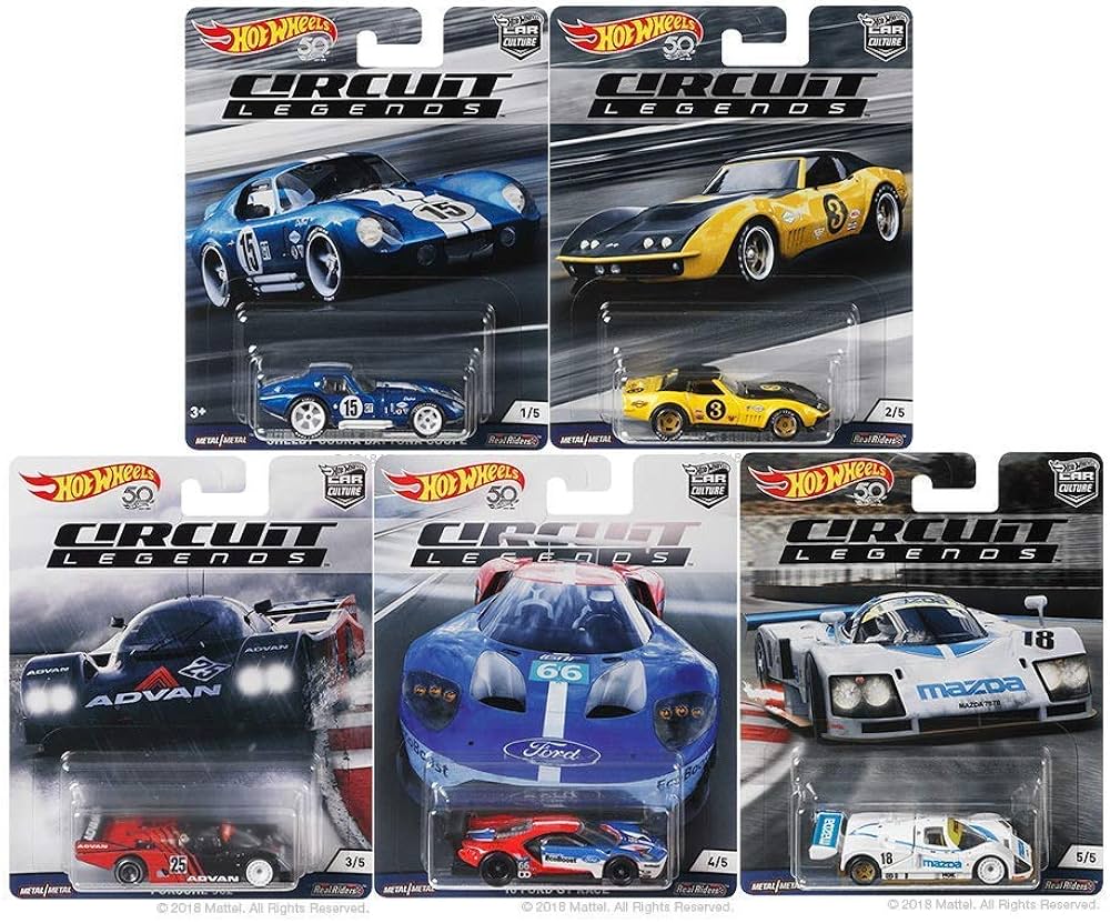Car Culture Circuit Legends Series Set of 5 - 2018 Hot Wheels 50th Anniversary 1:64