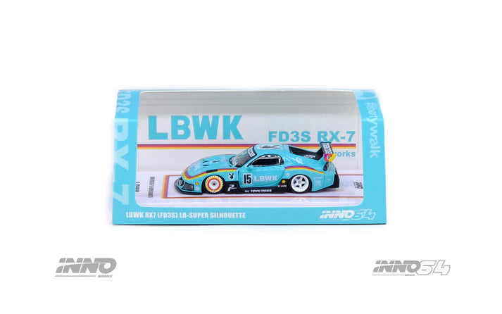 MAZDA RX7 (FD3S) LB-SUPER SILHOUETTE #15 TEAL BLUE BEIJING - INNO64 1:64