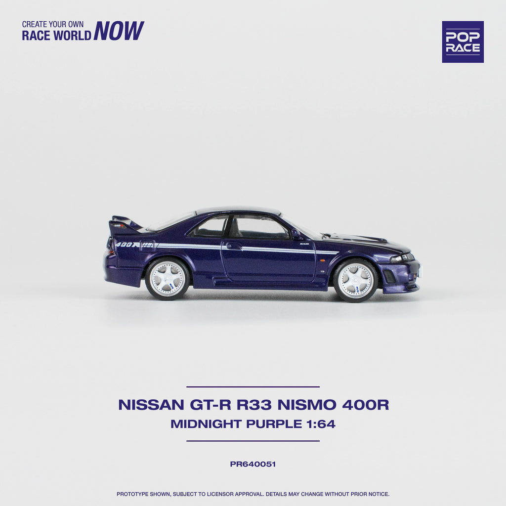 Nissan Skyline R33 GT-R NISMO 400R (Midnight Purple) Pop Race 1:64