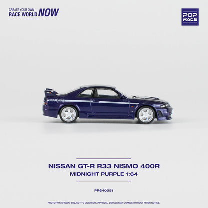 Nissan Skyline R33 GT-R NISMO 400R (Midnight Purple) Pop Race 1:64