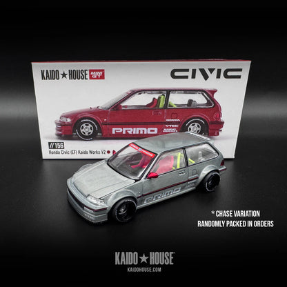 HONDA CIVIC (EF) KAIDO WORKS V2 (RED) KAIDOHOUSE X MINI GT KHMG156 1:64 Scale