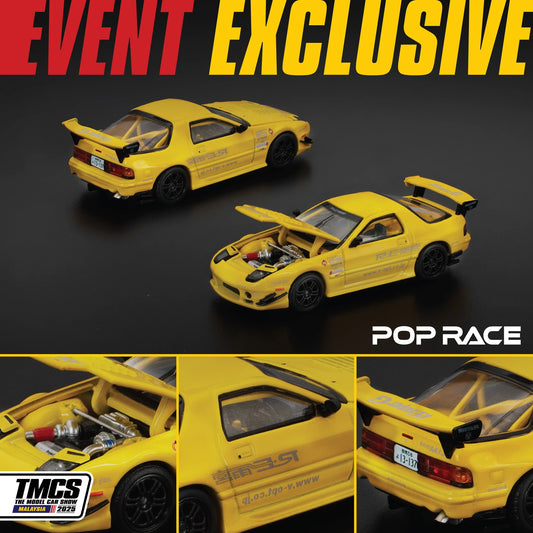 MAZDA RX-7 FC2S RE-AMEMIYA YELLOW PR640286 | THE MODEL CAR SHOW 2025 TMCS POP RACE 1/64