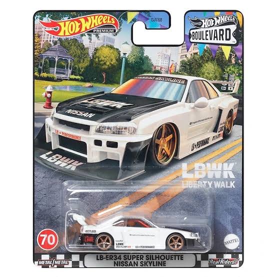 LB-ER34 Super Silhouette Nissan Skyline White Boulevard #70 Hotwheels Premium