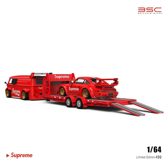 Briscale Micro - Trailer Set - Porsche 964 + VW T1 + Trailer Supreme (Limited to 499 Pieces World Wide) 1:64 Scale