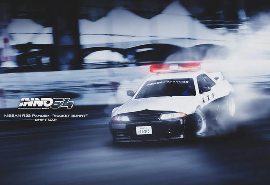 NISSAN SKYLINE GT-R R32 PANDEM (JAPAN POLICE LIVERY) DRIFT CAR INNO64