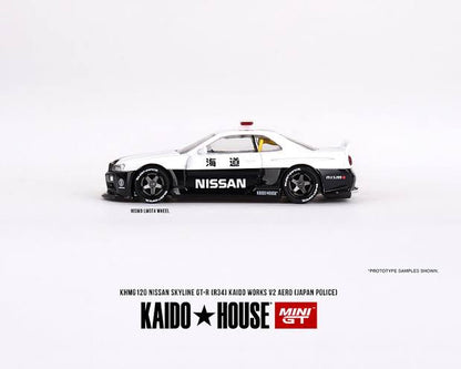 Nissan Skyline GT-R R34 Kaido Works (V2 Aero) Police - Kaido House x Mini GT