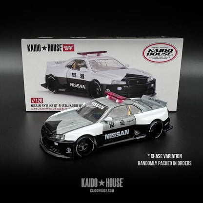 Nissan Skyline GT-R R34 Kaido Works (V2 Aero) Police - Kaido House x Mini GT