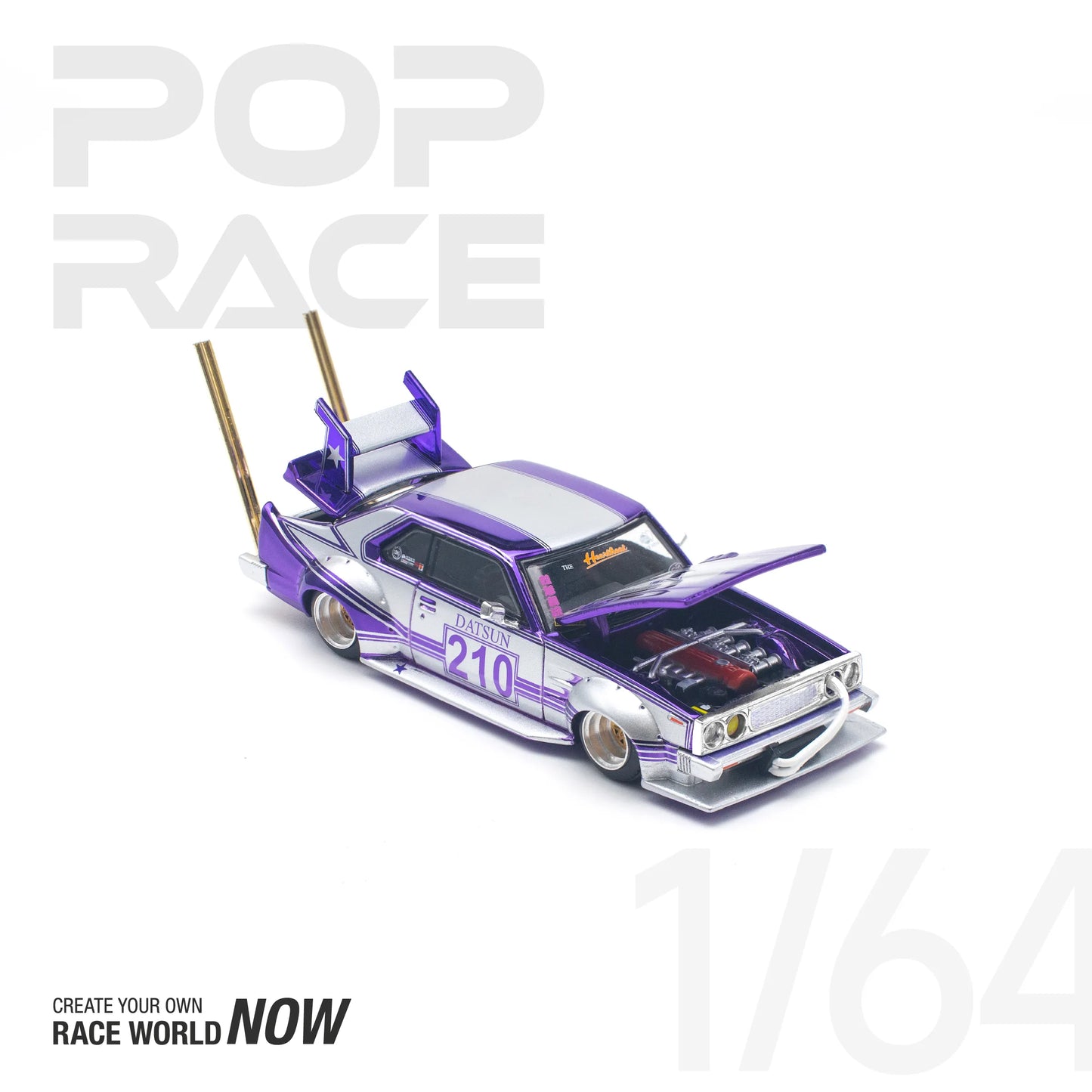 Nissan Skyline C210 Kaido Racer (Bosozoku Style) Purple Chrome/Silver – PR64-0107