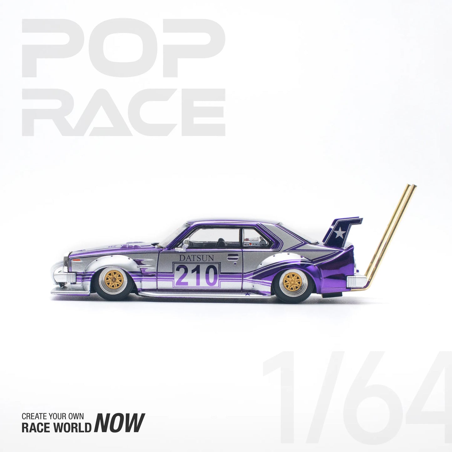 Nissan Skyline C210 Kaido Racer (Bosozoku Style) Purple Chrome/Silver – PR64-0107