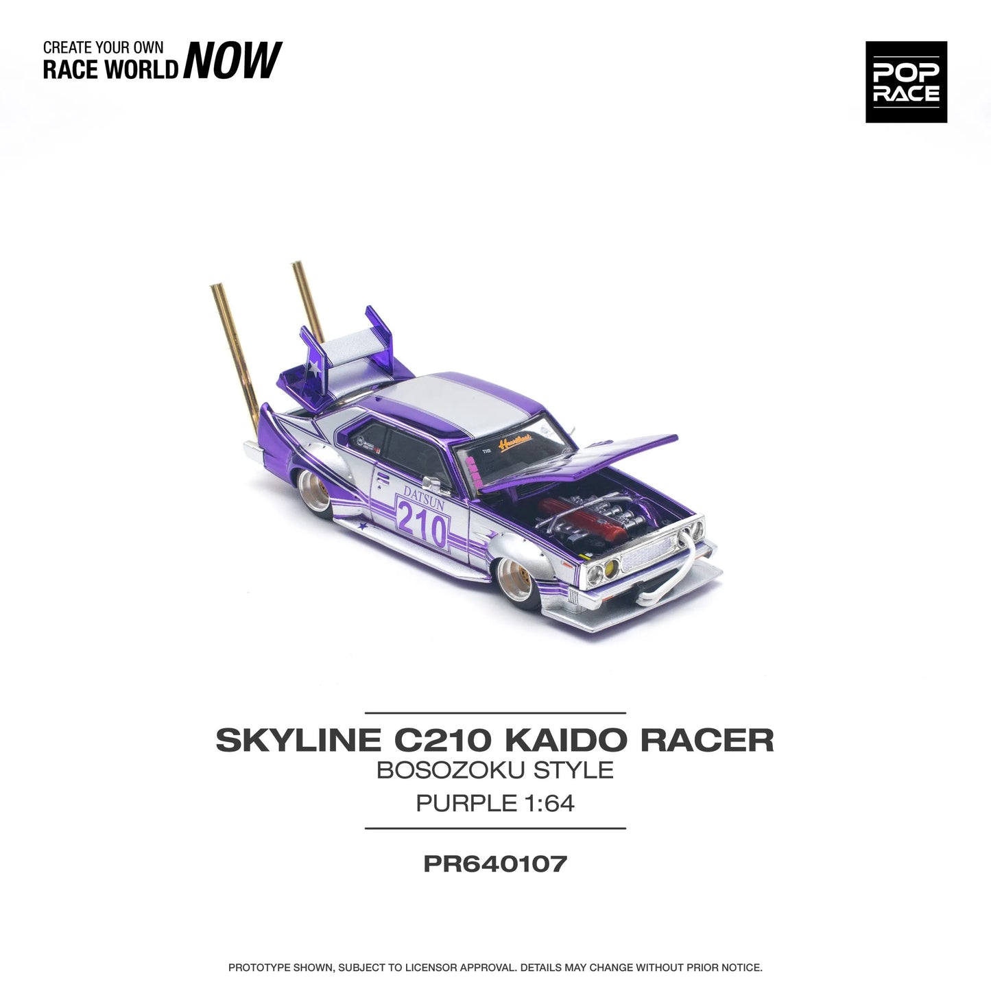 Nissan Skyline C210 Kaido Racer (Bosozoku Style) Purple Chrome/Silver – PR64-0107