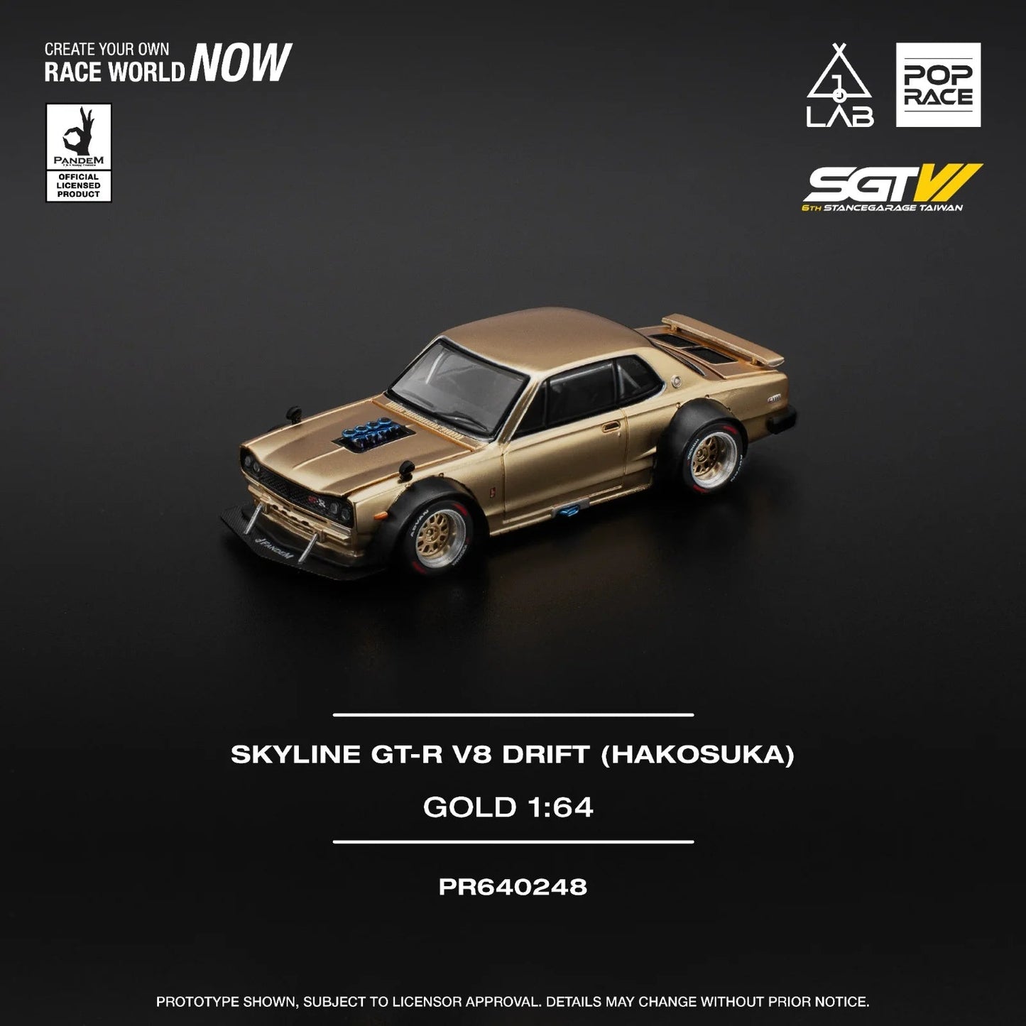 Nissan SKYLINE GT-R V8 DRIFT (HAKOSKA) SGTVI TAIWAN EDITION * EXCLUSIVE * - POP RACE 1/64