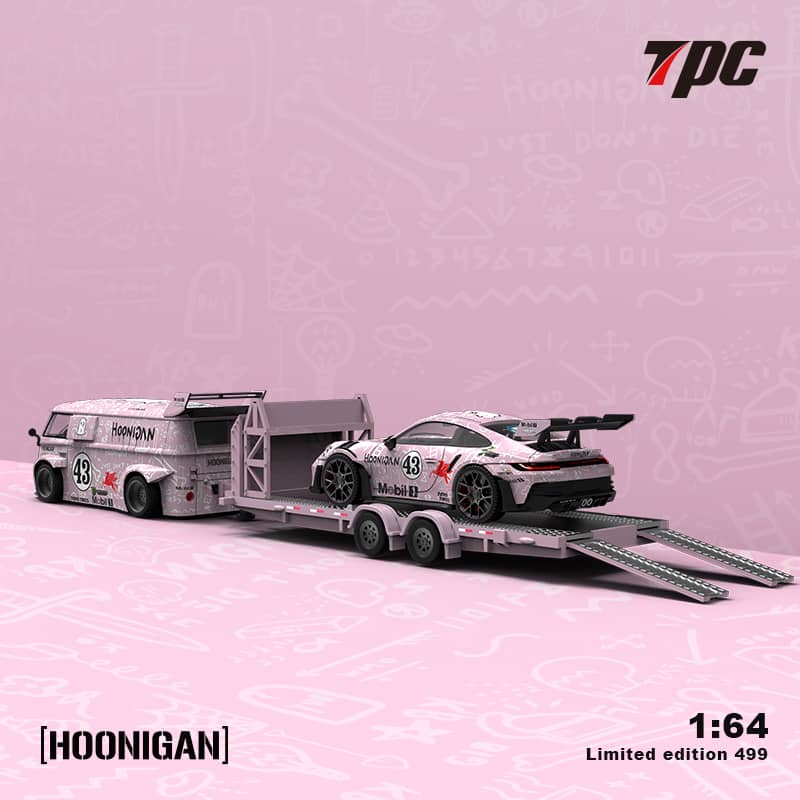 Pink Hoonigan Set - Porsche 992 GT3 RS + Volkswagen T1 + Trailer LIMITED TO 499pcs