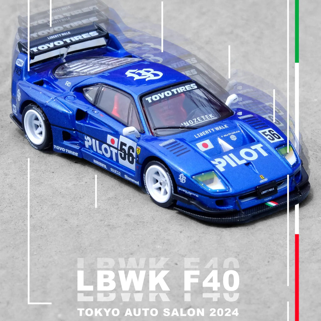 FERRARI F40 LBWK LIBERTY WALK 2024 TOKYO AUTO SALON #56 BLUE INNO64