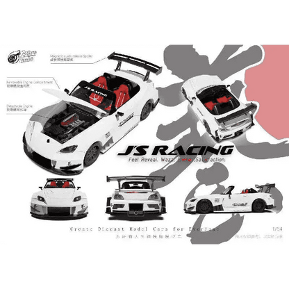 Custom Honda S2000 JS Racing White w/ Opening Hood Micro Turbo 1:64