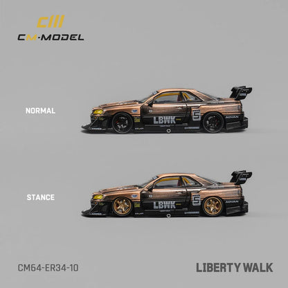 NISSAN R34 SKYLINE GTR LBWK SUPER SILHOUETTE #5 BRONZE CM-MODEL 1:64