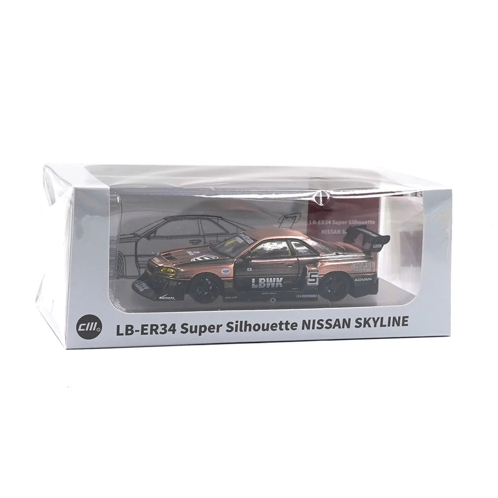 NISSAN R34 SKYLINE GTR LBWK SUPER SILHOUETTE #5 BRONZE CM-MODEL 1:64