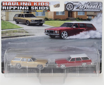 HOLDEN HJ WAGON TWIN SET -- HAULING KIDS & RIPPING SKIDS -- OZ WHEELS FSD 1:64