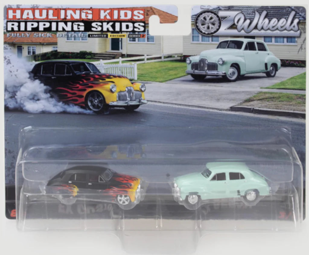 HOLDEN FX SEDAN TWIN SET -- HAULING KIDS & RIPPING SKIDS -- OZ WHEELS FSD 1:64