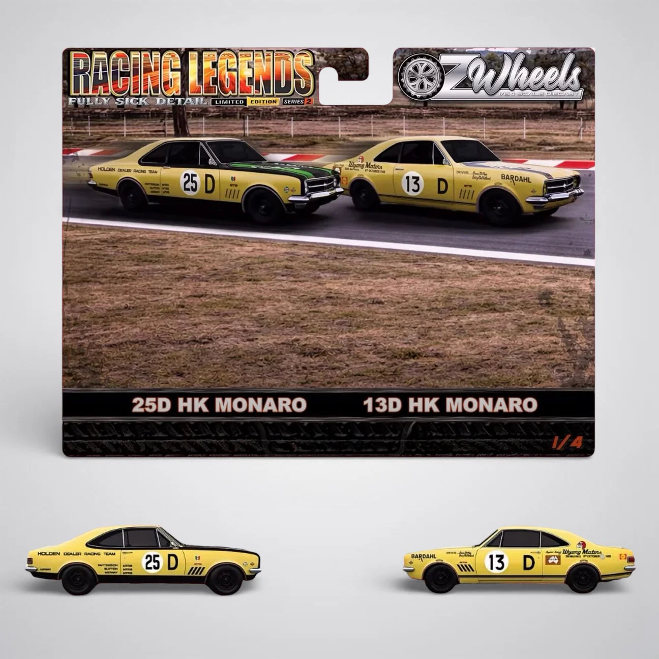 BATHURST TWIN SET - #13D 1968 WINNER & #25 HOLDEN HK MONARO - OZ WHEELS FSD 1:64