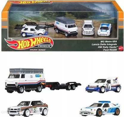 MG Metro 6R4, Lancia Delta, Rally Hauler, Ford RS200 Hot Wheels Premium Boxset