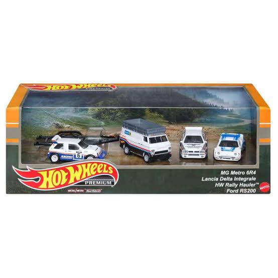 MG Metro 6R4, Lancia Delta, Rally Hauler, Ford RS200 Hot Wheels Premium Boxset