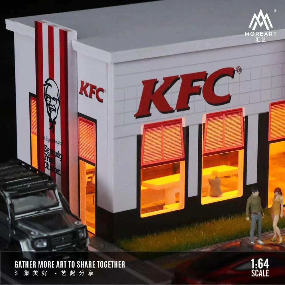 KFC Restaurant Parking Lot scene - Morearts Diorama 1:64 Scale