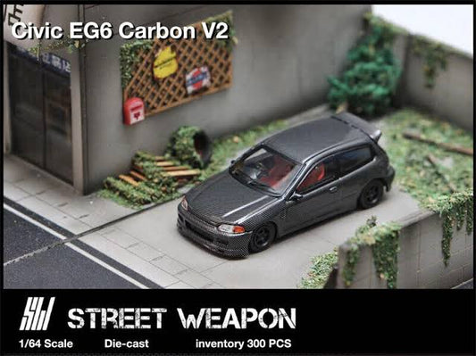 Honda Civic EG6 Full Carbon V2 - *Limited to 300pcs* Street Weapon 1/64