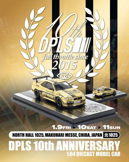 Nissan Skyline GT-R34 Gold Chrome (2026) Tokyo Autosalon Japan - INNO64 x DPLS 10TH Anniversary Limited Edition