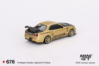 NISSAN SKYLINE GT-R R34 TOP SECRET (GOLD) JAPAN LIMITED -- MINI GT 1:64