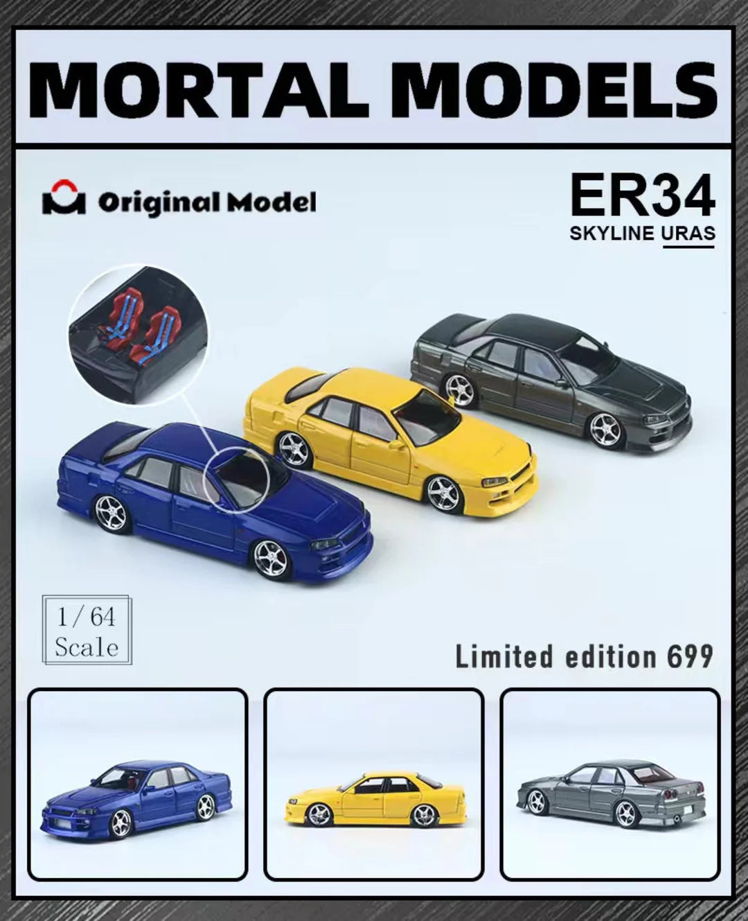 NISSAN SKYLINE ER34 URAS (3 COLOURS) - MORTAL X ORIGINAL MODEL *LIMITED to 399pcs*